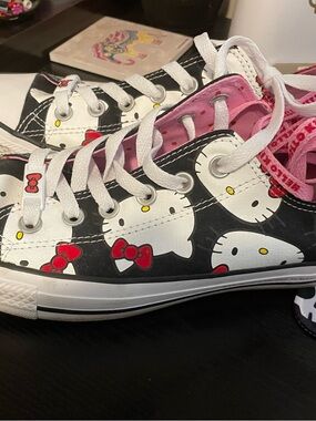Converse Black, White & Red Hello Kitty Low-Top Sneakers